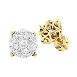 3 Carat Look Round Diamond Cluster Earrings Studs 1.21ct 18K White Gold 10 3 Carat Look Round Diamond Cluster Earrings Studs 1.21ct 18K White Gold -H'Hen Sale Store 3 carat look round diamond cluster earrings studs 121ct 18k gold ye