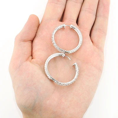 3 Row Diamond Hoop Earrings 4.41ct 14K Rose Gold 4 3 Row Diamond Hoop Earrings 4.41ct 14K Rose Gold - Image 2