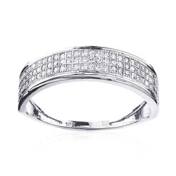 3 Row Men's Diamond Wedding Band 0.44ct 10K Rose Gold