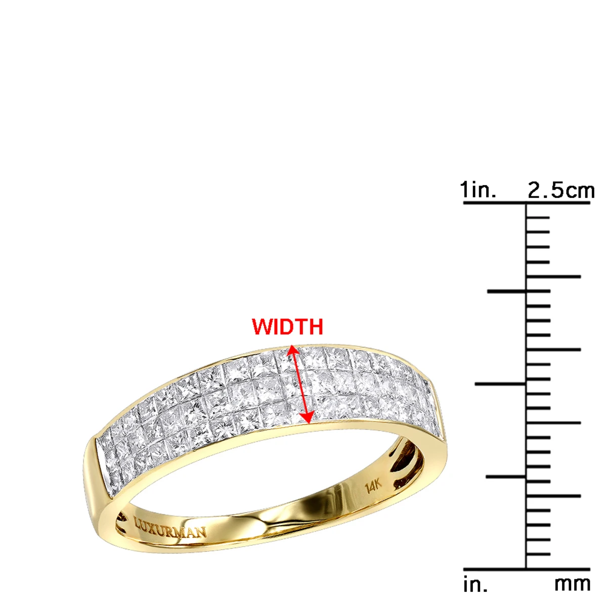 Invisible Princess Cut Diamond Wedding Band For Men 1.33ct 14K Yellow Gold 8 Invisible Princess Cut Diamond Wedding Band For Men 1.33ct 14K Yellow Gold - Image 6