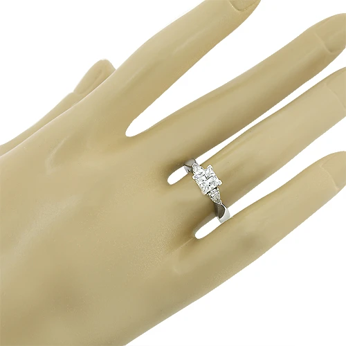 Princess Cut And Pear 3 Stone Platinum Diamond Engagement Ring GIA 5 Princess Cut And Pear 3 Stone Platinum Diamond Engagement Ring GIA - Image 3