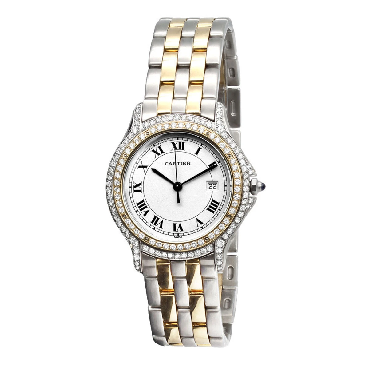 Cartier Cougar Panthere Diamond Watch For Women & Men 18K Gold 1.5ct 33mm 3 Cartier Cougar Panthere Diamond Watch For Women & Men 18K Gold 1.5ct 33mm