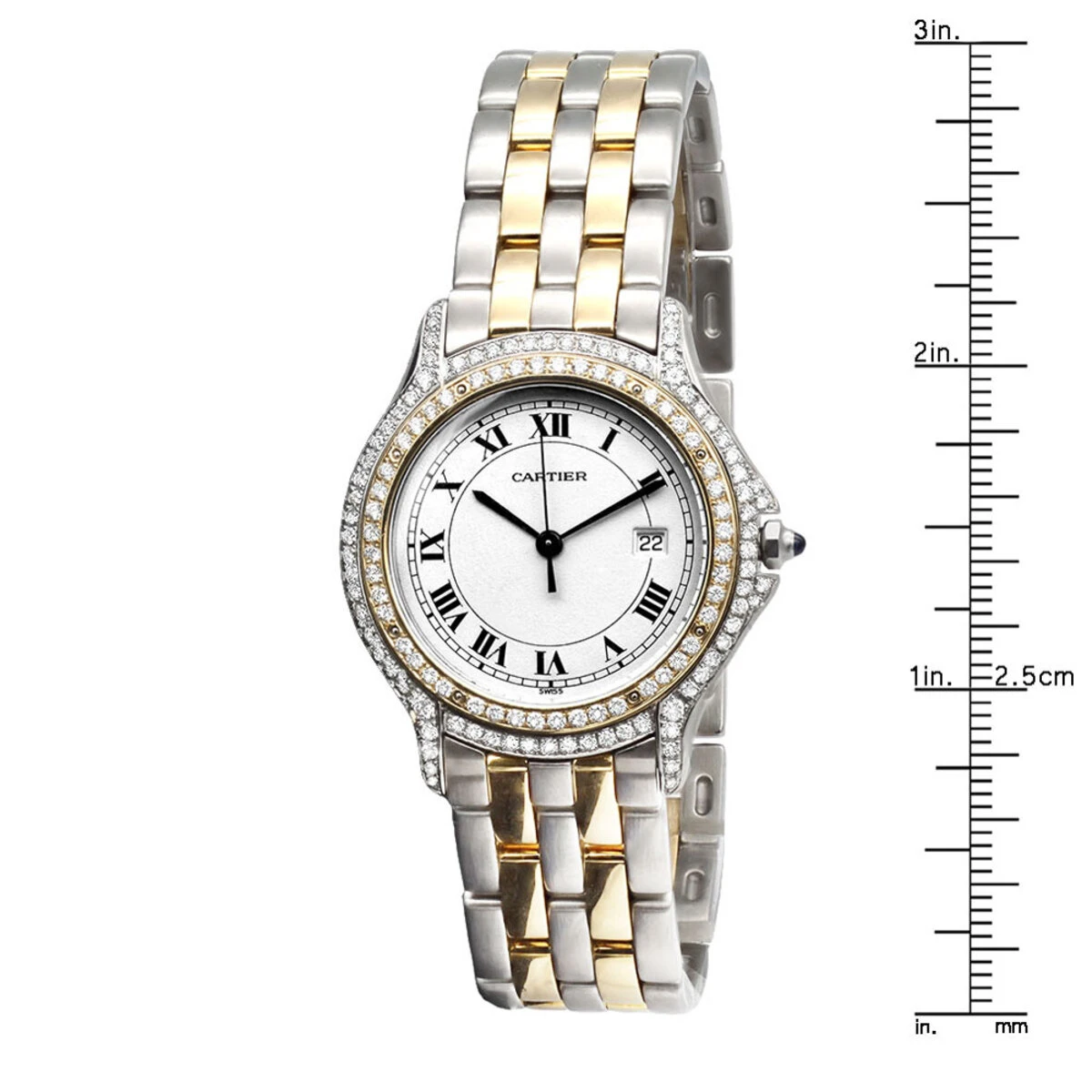 Cartier Cougar Panthere Diamond Watch For Women & Men 18K Gold 1.5ct 33mm 6 Cartier Cougar Panthere Diamond Watch For Women & Men 18K Gold 1.5ct 33mm - Image 4