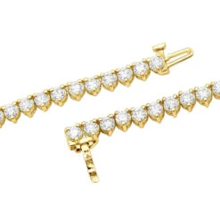 3 Prong Diamond Eternity Chain For Men And Women 14K Yellow Gold Tennis Necklace -H'Hen Sale Store 3mm iced out eternity diamond chain for men women 14k gold tennis necklace 804063 backye