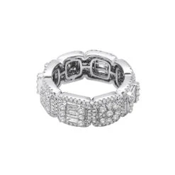 4 Carat Diamond Eternity Band For Men & Women Round Baguette Diamonds 14K White Gold -H'Hen Sale Store 4 carat diamond eternity band for men women round baguette diamonds 14k gold 100597 back