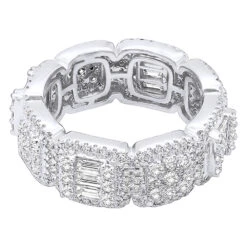4 Carat Diamond Eternity Band For Men & Women Round Baguette Diamonds 14K White Gold -H'Hen Sale Store 4 carat diamond eternity band for men women round baguette diamonds 14k gold 100597 backwh