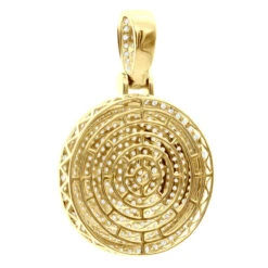 4 Carat Diamond Pendant For Men 14K Yellow Gold Iced Out Round Medallion -H'Hen Sale Store 4 carat diamond pendant for men 14k gold iced out round medallion 803232 back yellow