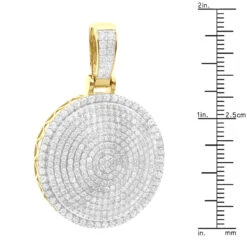 4 Carat Diamond Pendant For Men 14K Yellow Gold Iced Out Round Medallion -H'Hen Sale Store 4 carat diamond pendant for men 14k gold iced out round medallion 803232 ruler yellow