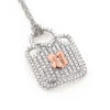 Real White & 10K White/Rose Gold Ladies Diamond Lock Pendant Necklace 0.3ct -H'Hen Sale Store 406791maintt maintt