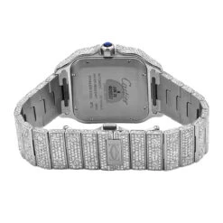 Iced Out Cartier Santos 40mm Diamond Watch 25 Ct -H'Hen Sale Store 40mm fully iced out cartier santos diamond watch for men women 25 carat 968865 back