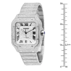 Iced Out Cartier Santos 40mm Diamond Watch 25 Ct -H'Hen Sale Store 40mm fully iced out cartier santos diamond watch for men women 25 carat 968865 ruler