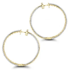 Large 5 Carat Diamond Hoop Earrings For Women 14K Yellow Gold Inside Out Style -H'Hen Sale Store 5 carat diamond hoop earrings 14k gold inside out style p 48029 backye