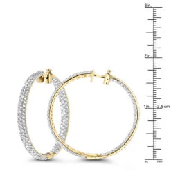 Large 5 Carat Diamond Hoop Earrings For Women 14K Yellow Gold Inside Out Style -H'Hen Sale Store 5 carat diamond hoop earrings 14k gold inside out style p 48029 rulerye