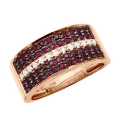 Unique Ring 10K Yellow Gold 5 Row 2.25 Carat Diamond And Ruby Wedding Band For Men -H'Hen Sale Store 5 row 225 carat diamond and ruby wedding band for men 10k gold unique ring 018292 rose