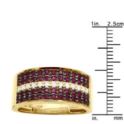 Unique Ring 10K Yellow Gold 5 Row 2.25 Carat Diamond And Ruby Wedding Band For Men -H'Hen Sale Store 5 row 225 carat diamond and ruby wedding band for men 10k gold unique ring 018292 ruler yellow