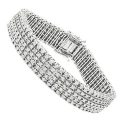 5 Row Men's Diamond Tennis Bracelet In Sterling Silver 1.75 Carat Gold Plted