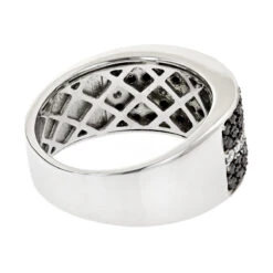 5 Row White Black Diamond Wedding Band For Men By Luxurman 2.25ct 10K White Gold -H'Hen Sale Store 5 row white black diamond wedding band for men by luxurman 225ct 10k gold backwh