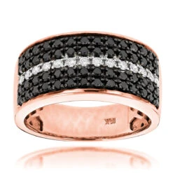 5 Row White Black Diamond Wedding Band For Men By Luxurman 2.25ct 10K White Gold -H'Hen Sale Store 5 row white black diamond wedding band for men by luxurman 225ct 10k gold ro