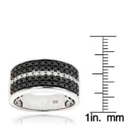 5 Row White Black Diamond Wedding Band For Men By Luxurman 2.25ct 10K White Gold -H'Hen Sale Store 5 row white black diamond wedding band for men by luxurman 225ct 10k gold rulerwh