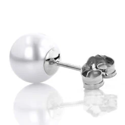 6-6.5mm 14K White Gold White Fresh Water Pearl Stud Earrings -H'Hen Sale Store 6 65mm 14k gold white fresh water pearl stud earrings p 5904 backwh