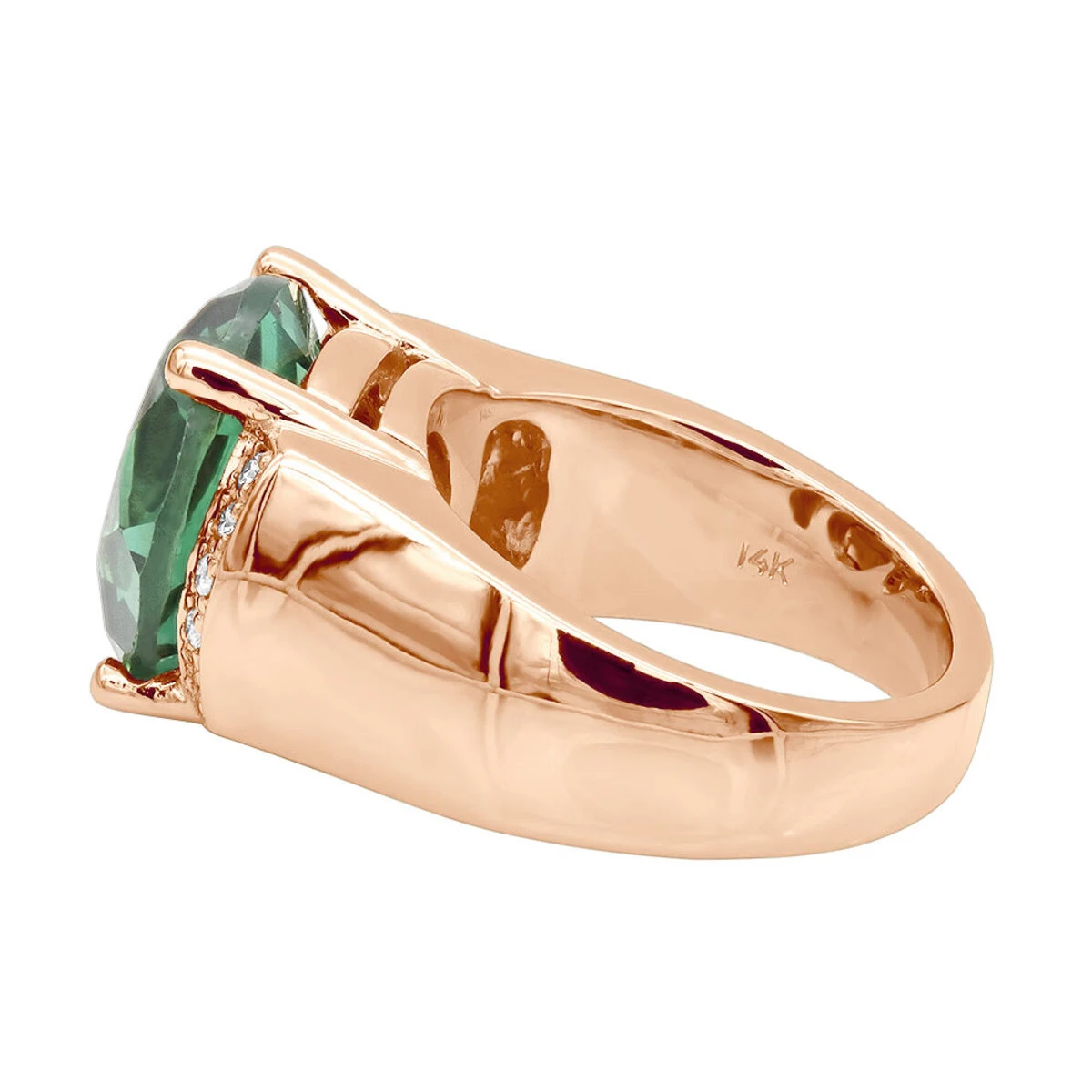 6 Carat Green Emerald Diamond Ring 14K Yellow Gold 0.15ct 8 6 Carat Green Emerald Diamond Ring 14K Yellow Gold 0.15ct - Image 6