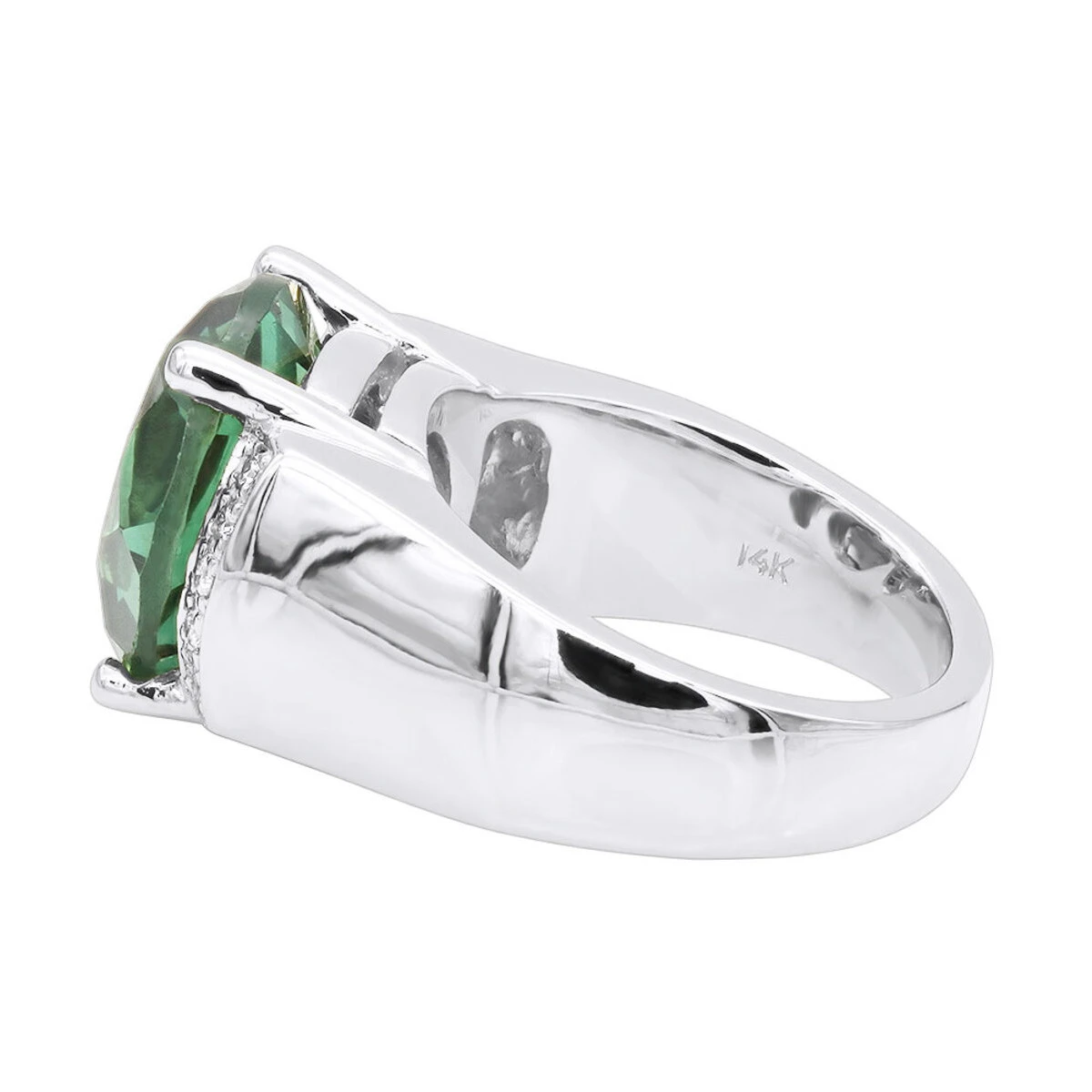 6 Carat Green Emerald Diamond Ring 14K Yellow Gold 0.15ct 6 6 Carat Green Emerald Diamond Ring 14K Yellow Gold 0.15ct - Image 4