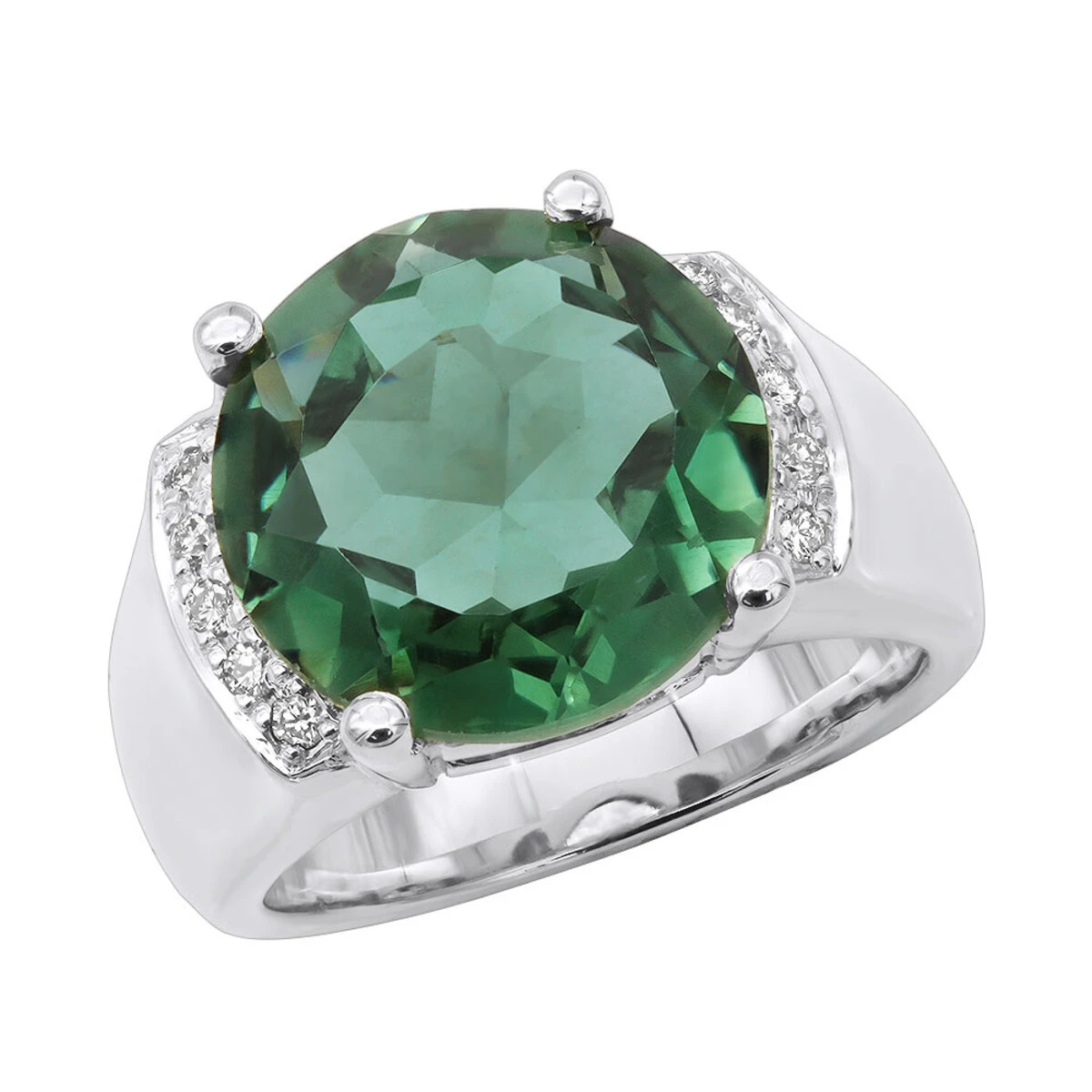 6 Carat Green Emerald Diamond Ring 14K Yellow Gold 0.15ct 4 6 Carat Green Emerald Diamond Ring 14K Yellow Gold 0.15ct - Image 2