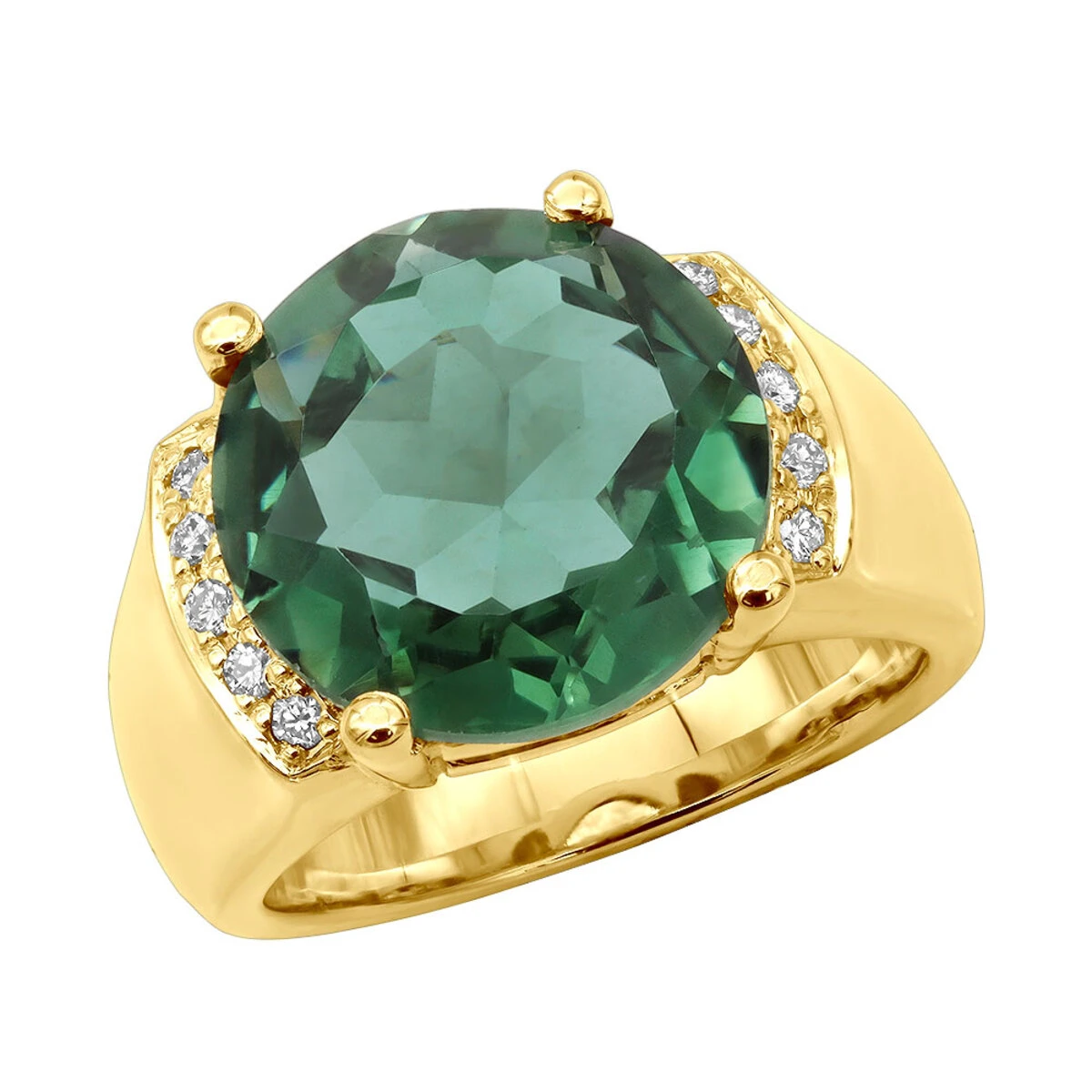 6 Carat Green Emerald Diamond Ring 14K Yellow Gold 0.15ct 3 6 Carat Green Emerald Diamond Ring 14K Yellow Gold 0.15ct