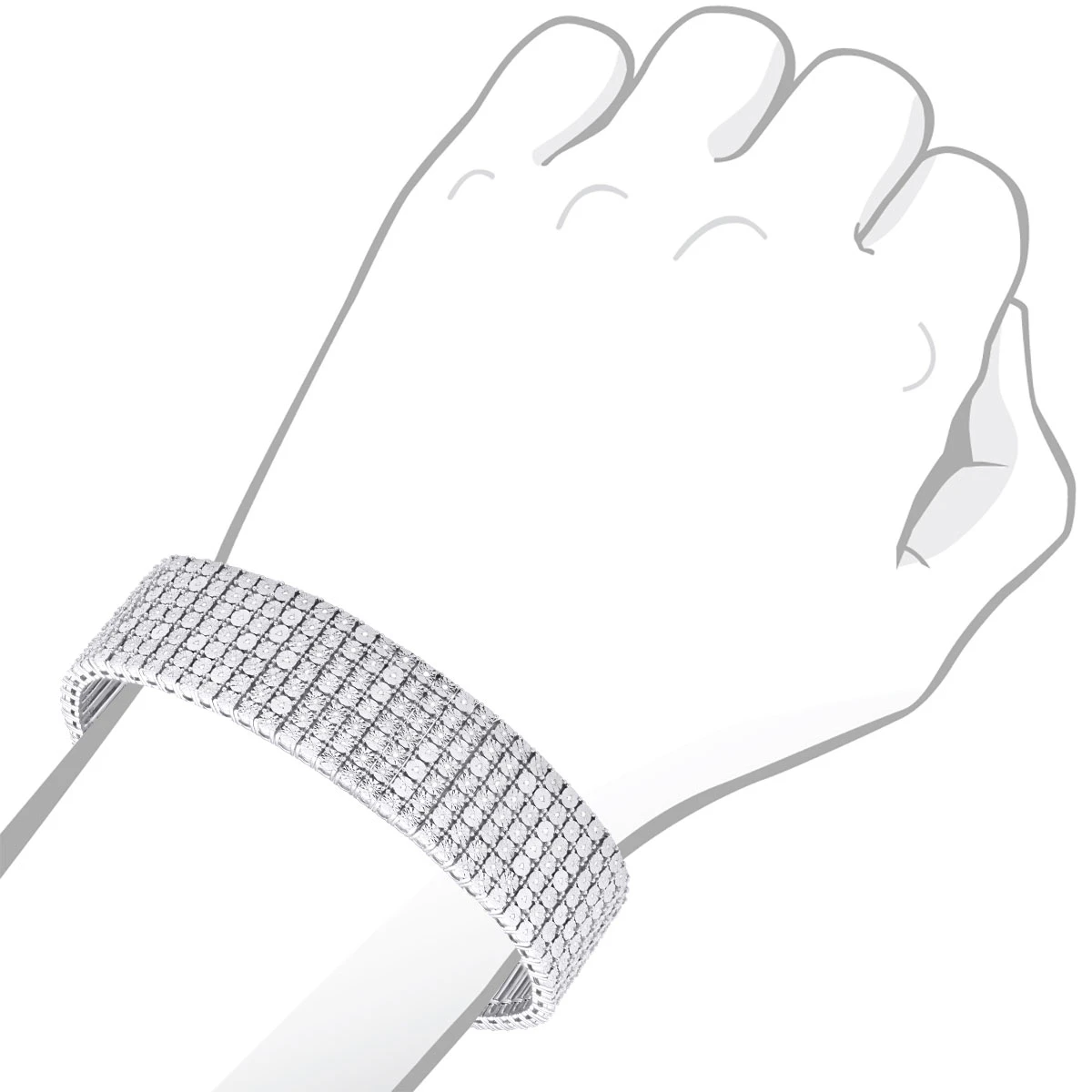 7 Row Diamond Bracelet For Men 1.20ct Sterling Silver 7 7 Row Diamond Bracelet For Men 1.20ct Sterling Silver - Image 5