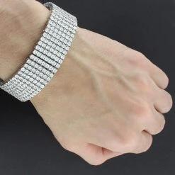 7 Row Diamond Bracelet For Men 1.20ct Sterling Silver 12 7 Row Diamond Bracelet For Men 1.20ct Sterling Silver -H'Hen Sale Store 7 row diamond bracelet for men 134ct sterling silver 3