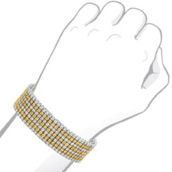 7 Row White And Yellow Diamond Bracelet For Men 1.5ct Sterling Silver -H'Hen Sale Store 7 row white and yellow diamond bracelet for men 15ct sterling silver bod