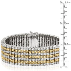 7 Row White And Yellow Diamond Bracelet For Men 1.5ct Sterling Silver -H'Hen Sale Store 7 row white and yellow diamond bracelet for men 15ct sterling silver ruler