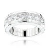 7 Stone Round Diamond Bands: Platinum Diamond Wedding Ring For Men 1.5ct