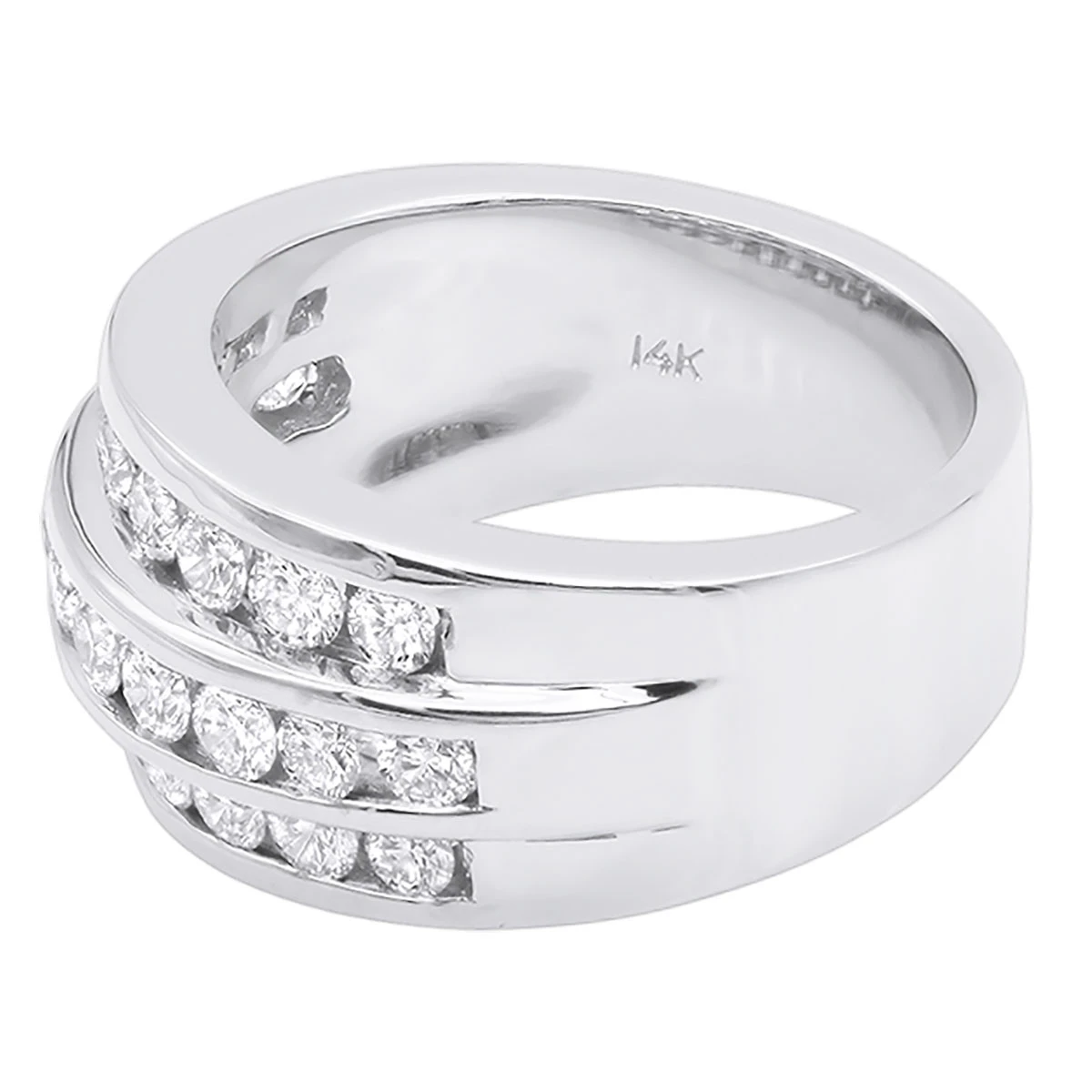 9mm Wide 14K White Gold Diamond Wedding Band For Women Anniversary Ring 1.6ct 6 9mm Wide 14K White Gold Diamond Wedding Band For Women Anniversary Ring 1.6ct - Image 4