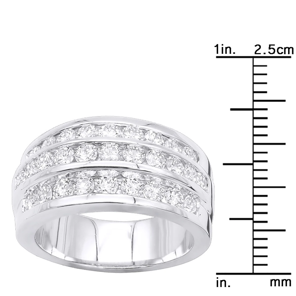 9mm Wide 14K White Gold Diamond Wedding Band For Women Anniversary Ring 1.6ct 10 9mm Wide 14K White Gold Diamond Wedding Band For Women Anniversary Ring 1.6ct - Image 8