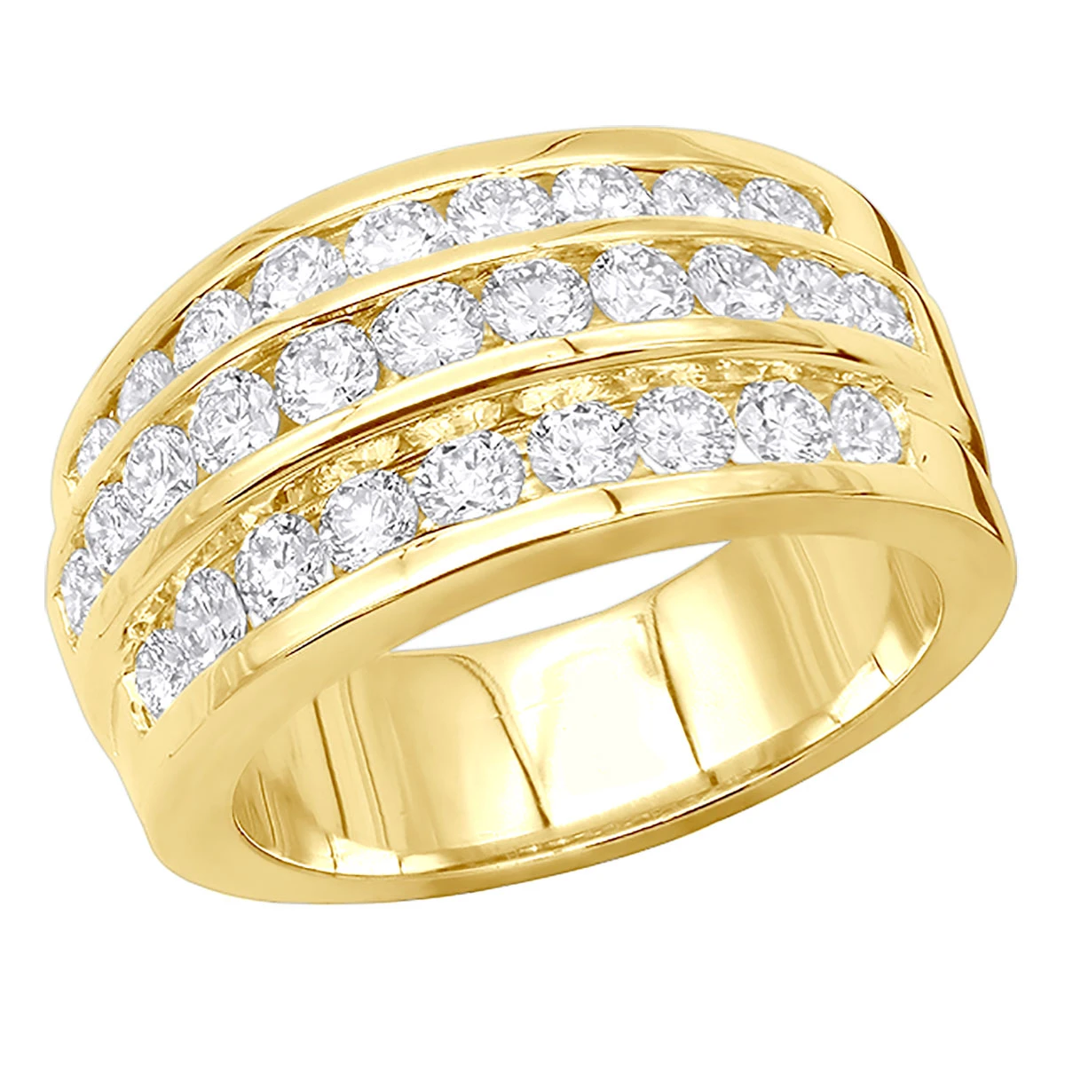 9mm Wide 14K White Gold Diamond Wedding Band For Women Anniversary Ring 1.6ct 4 9mm Wide 14K White Gold Diamond Wedding Band For Women Anniversary Ring 1.6ct - Image 2