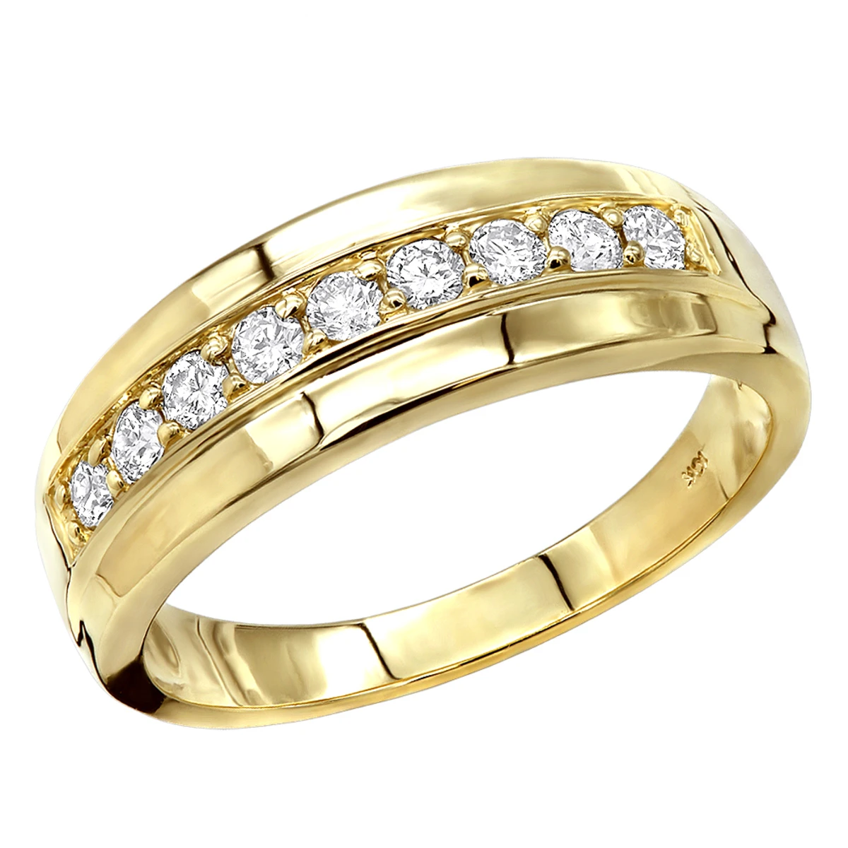 Affordable 10K Yellow Gold 0.5 Carat Round Diamond Wedding Ring For Men And Women 3 Affordable 10K Yellow Gold 0.5 Carat Round Diamond Wedding Ring For Men And Women