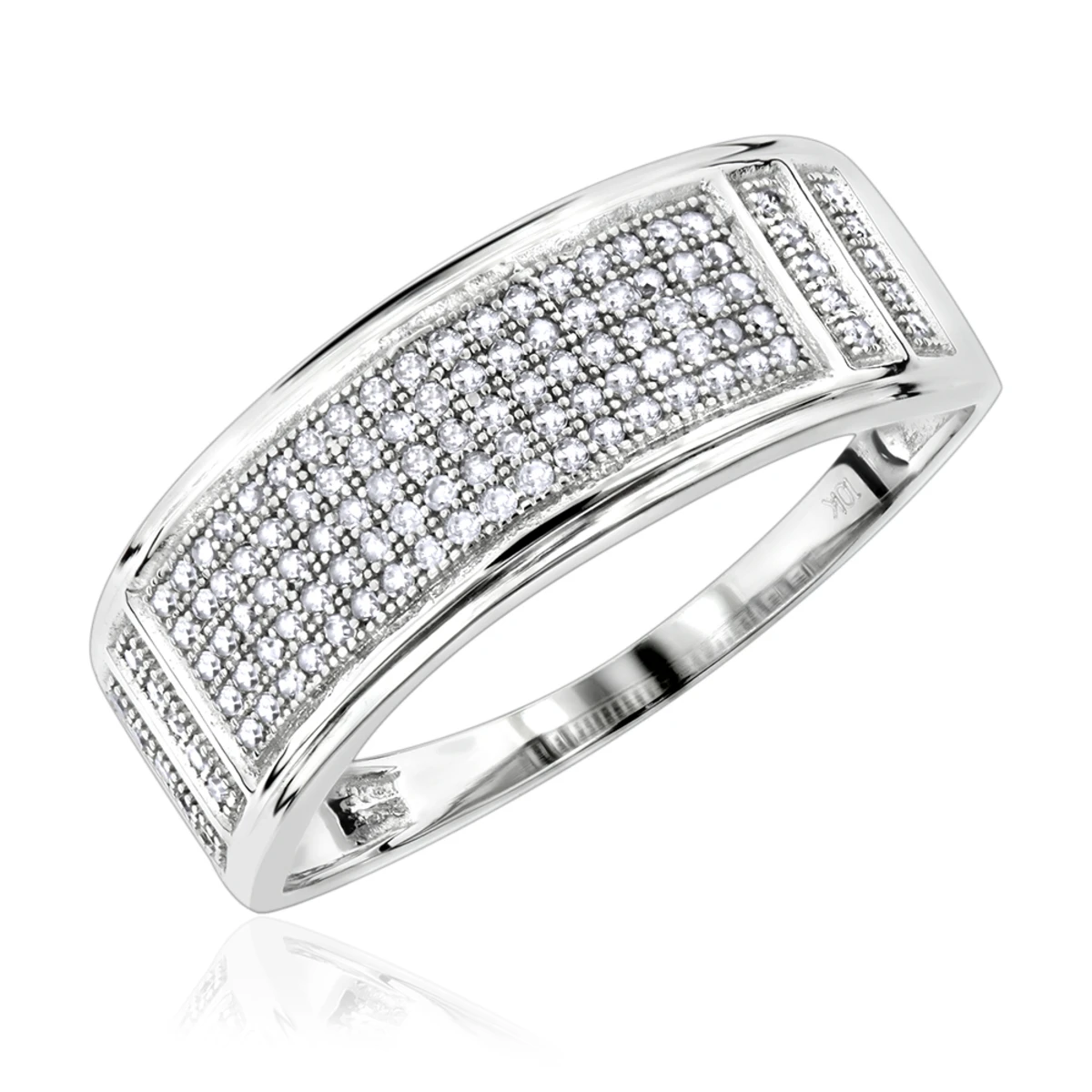 Affordable 10K White Gold Men's Diamond Wedding Band 0.42ct 3 Affordable 10K White Gold Men's Diamond Wedding Band 0.42ct