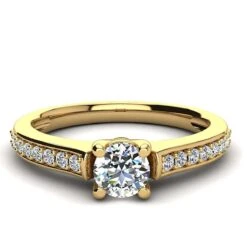 Affordable 14K Yellow Gold Round Diamond Engagement Ring 0.5ct -H'Hen Sale Store affordable 14k gold round diamond engagement ring 05ct back