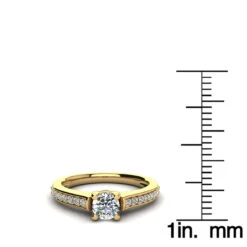 Affordable 14K Yellow Gold Round Diamond Engagement Ring 0.5ct -H'Hen Sale Store affordable 14k gold round diamond engagement ring 05ct ruler