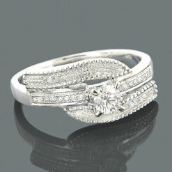 Affordable Engagement 14K White Gold Diamond Ring .39ct
