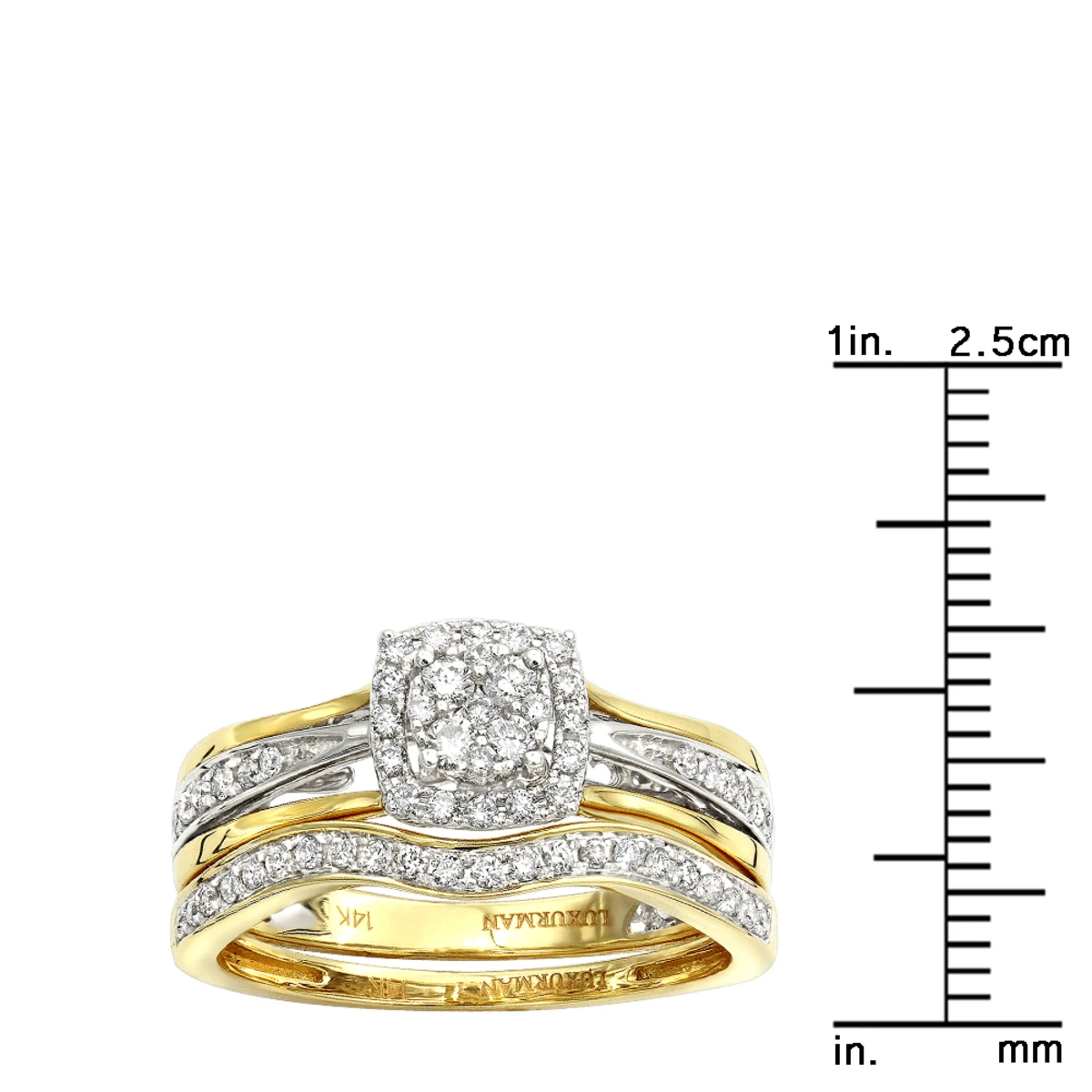 Affordable Luxurman Diamond Engagement Ring Set Wedding Band 14K Yellow Gold 0.4ct 8 Affordable Luxurman Diamond Engagement Ring Set Wedding Band 14K Yellow Gold 0.4ct - Image 6