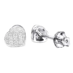 Affordable Real Diamond Heart Earrings Studs For Women & Girls 10K Yellow Gold -H'Hen Sale Store affordable real diamond heart earrings studs for women girls solid 10k gold 501462 white