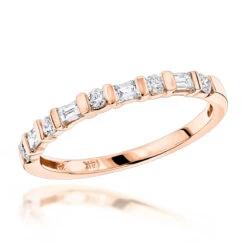 14K Yellow Gold Baguette Round Diamond Women's Wedding/Anniversary Band 0.4ct -H'Hen Sale Store anniversary rings 14k gold baguette round diamond womens wedding band 04ct ro