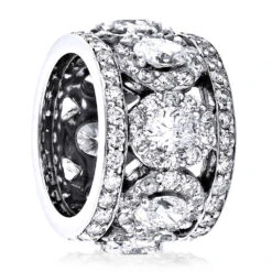 Unique 18K White Gold Designer Wide Diamond Eternity/Anniversary Band 9ct