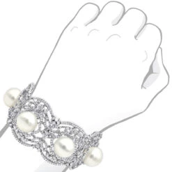Art Deco White South Sea Pearl And Diamond Bracelet For Women 18K White Gold 12 Art Deco White South Sea Pearl And Diamond Bracelet For Women 18K White Gold -H'Hen Sale Store art deco white south sea pearl and diamond bracelet for women 18k gold bodwh