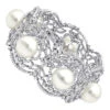 Art Deco White South Sea Pearl And Diamond Bracelet For Women 18K White Gold