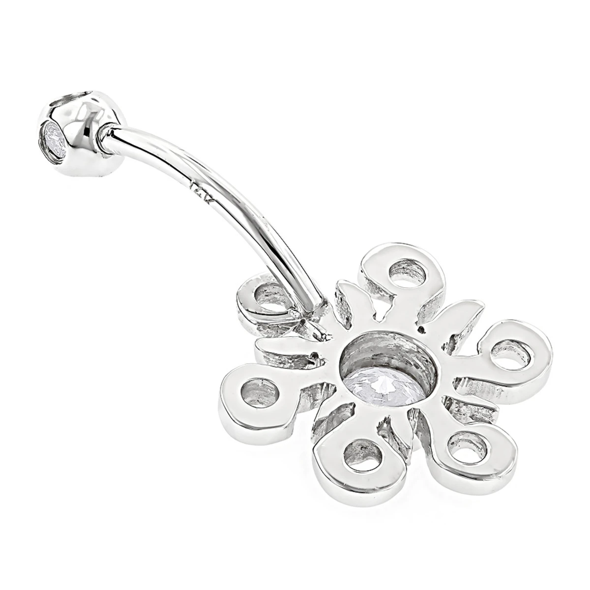 Belly Button Ring 14K White Gold Diamond Belly Sun 0.77 6 Belly Button Ring 14K White Gold Diamond Belly Sun 0.77 - Image 4