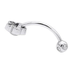 Belly Button Ring 14K White Gold With Flower 0.62 Diamond -H'Hen Sale Store belly button rings gold diamond belly ring flower 062 p 6270 backwh