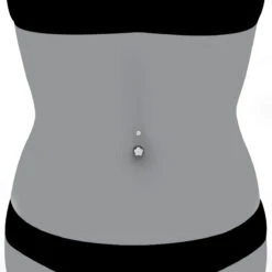 Belly Button Ring 14K White Gold With Flower 0.62 Diamond -H'Hen Sale Store belly button rings gold diamond belly ring flower 062 p 6270 bodwh